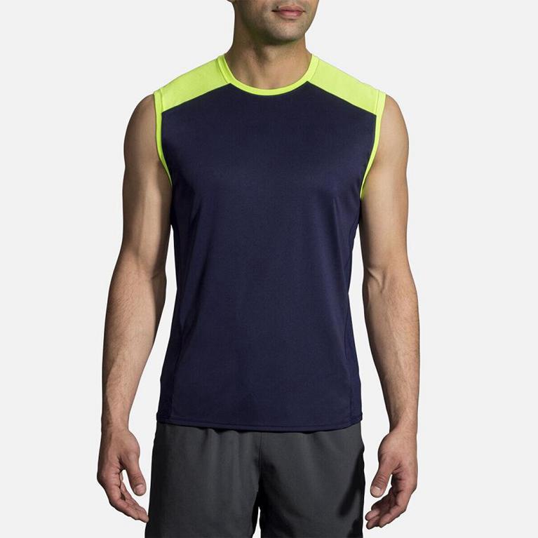 Brooks STEALTHLESS Running Tank Top Mens Sale - Blue (KLQ804512)